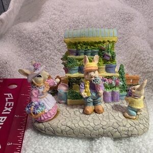 Whimsical Pastel Bunny Garden Figurine Set - Pastel Multicolor